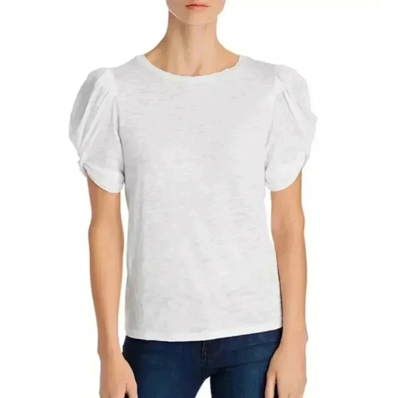 EUC Goldie Mutton Knot Short Sleeve T-Shirt in White, Size S - Picture 3 of 10